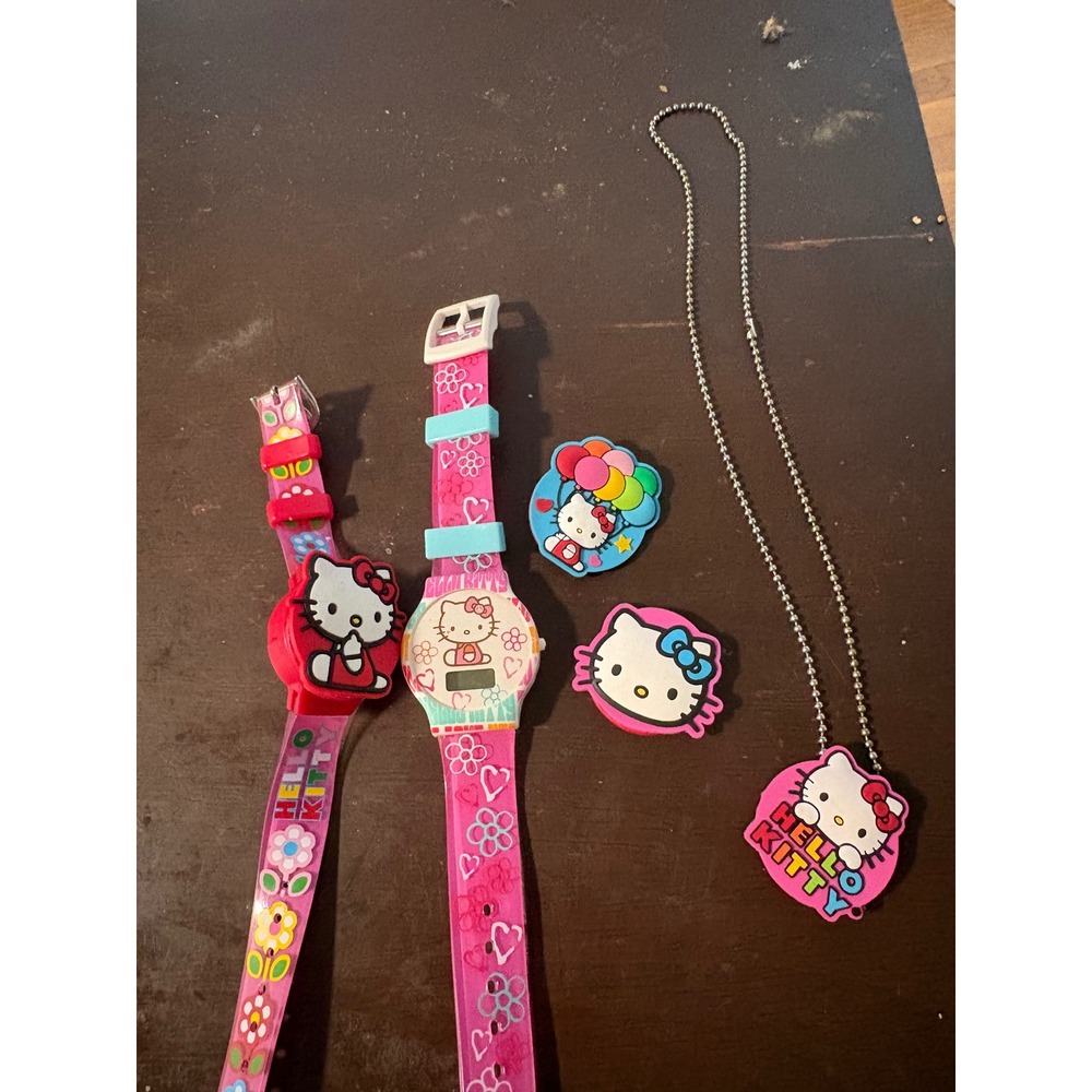 Sanrio Hello Kitty Accessory Lot 2 Digital Watches Charms Ball Chain Necklace